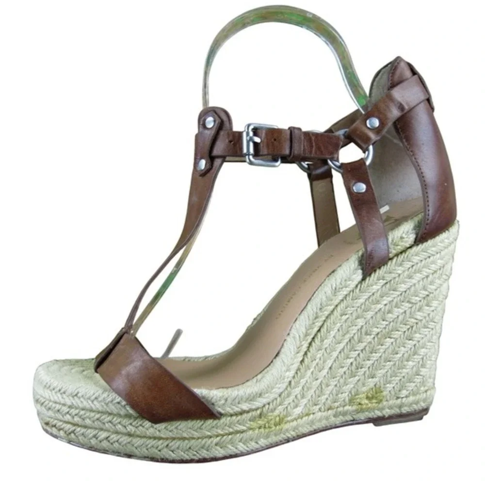 Vince Camuto Women Diesha Espadrille T-Strap Brown Leather Sz 7 Gently Used 2025